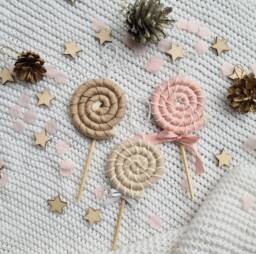 Handmade Lollipop Christmas Tree Ornament Cotton & Wool Yarn - thumbnail 1