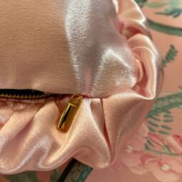 Handmade Pale Pink Ruffle Satin Pillow, Shabby Chic Nursery Decor - thumbnail 3