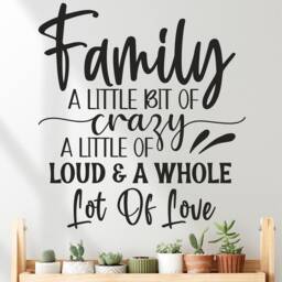 Family A Little Bit Of Crazy - Wall Sticker Decal Quote - thumbnail 2