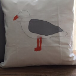 Maritime Cushion Cover Pillow Covercountry Style Seagull White/Gray 50x50cm - thumbnail 2