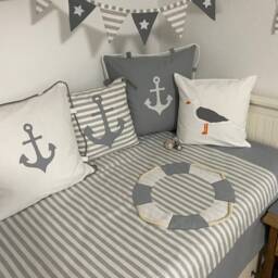Maritime Cushion Cover Pillow Covercountry Style Seagull White/Gray 50x50cm - thumbnail 4
