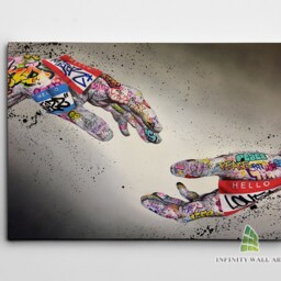 Graffiti Reaching Hands Canvas Art Wall Print Picture Banksy Style Home Decor -C990 - thumbnail 2