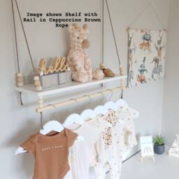 Nursery Shelf With Clothes Rail, Shelves White Shelf, Rope Swing Shelves, Hanging Peg Decor - thumbnail 3