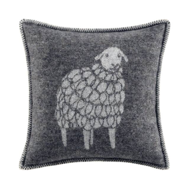 Charcoal Mima Sheep Cushion Cover - Pure Wool Reversible Pillowcase 45 X 45cm/ 18 18 - image 1