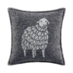 Charcoal Mima Sheep Cushion Cover - Pure Wool Reversible Pillowcase 45 X 45cm/ 18 18