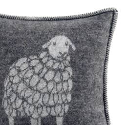 Charcoal Mima Sheep Cushion Cover - Pure Wool Reversible Pillowcase 45 X 45cm/ 18 18 - thumbnail 3