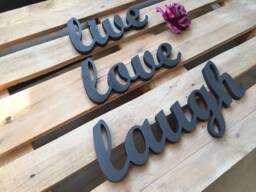 Love Laugh Live Wall Decor, Inspirational Decor Signs, Wooden Cut-Out Letters, Farmhouse Home Living Room Art - thumbnail 1
