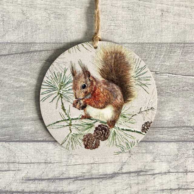 Winter Squirrel Decoration, Woodland Animal Ornament, Nature Themed Wall Decor, Christmas Gifts - image 1