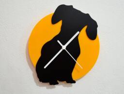 Dachshund Dog - Black & Yellow Silhouette Wall Clock - thumbnail 1