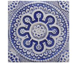 Wall Hanging With Suzani Design For Bathroom Decor, Outdoor Art, Ceramic Decor Tiles, Tile, #2 30cm Blue - thumbnail 1
