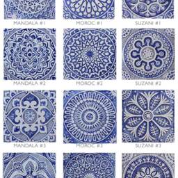 Wall Hanging With Suzani Design For Bathroom Decor, Outdoor Art, Ceramic Decor Tiles, Tile, #2 30cm Blue - thumbnail 3
