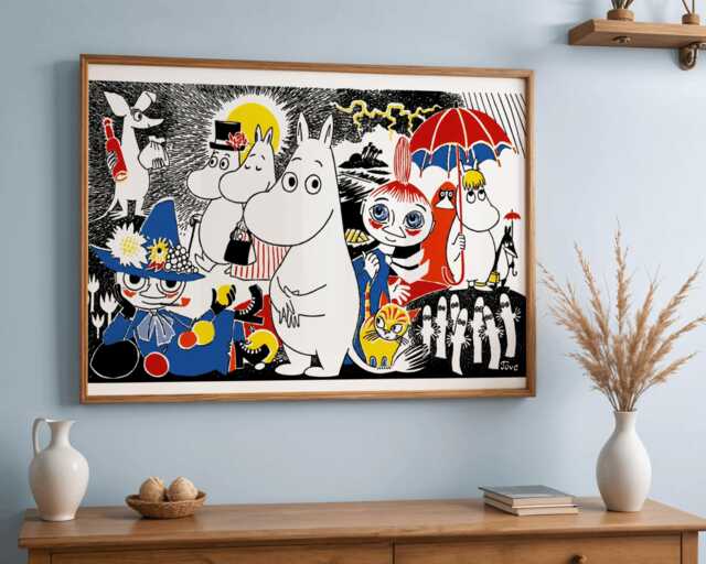Moomin Family Art Print - Scandinavian Kids Room Decor - image 1