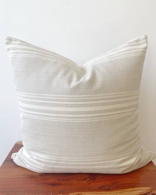 Meteora Square Pillow Cover - 20 X Khaki Case Striped Housewarming Gift - image 1
