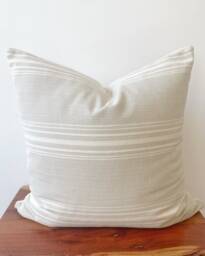 Meteora Square Pillow Cover - 20 X Khaki Case Striped Housewarming Gift - thumbnail 1