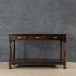 Reclaimed Teak Wood Console Table - Rustic Sideboard/Kitchen Island With Drawers & Shelf - thumbnail 3