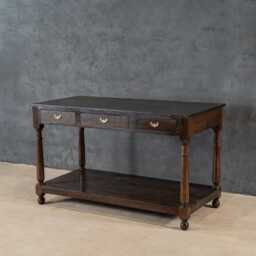 Reclaimed Teak Wood Console Table - Rustic Sideboard/Kitchen Island With Drawers & Shelf - thumbnail 2