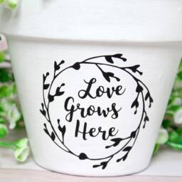 Personalized Love Grows Here Flower Pot, Farmhouse Decor Housewarming Wedding Bridal Gift - thumbnail 3