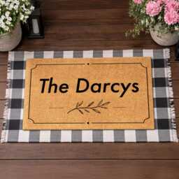 Family Name Doormat - Modern Minimal Olive Branch Border - Personalised Custom Welcome Mat - thumbnail 4