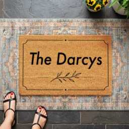 Family Name Doormat - Modern Minimal Olive Branch Border - Personalised Custom Welcome Mat - thumbnail 3