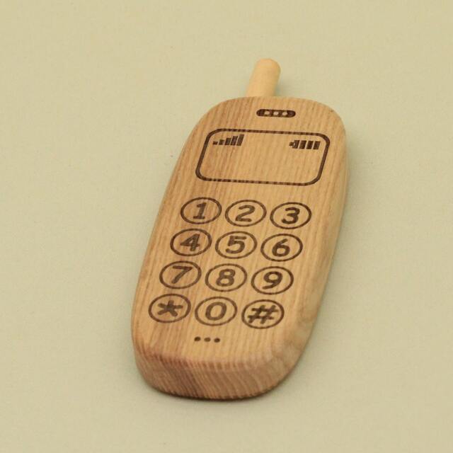 Handmade Wooden Toy Mobile Phone - Montessori Baby Gift - image 1