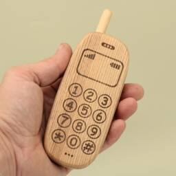 Handmade Wooden Toy Mobile Phone - Montessori Baby Gift - thumbnail 2