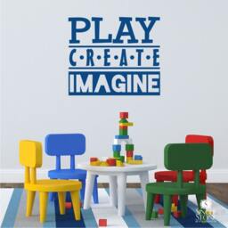Nursery Play Create Imagine Wall Decal - Vinyl Art Custom Home Decor - thumbnail 1
