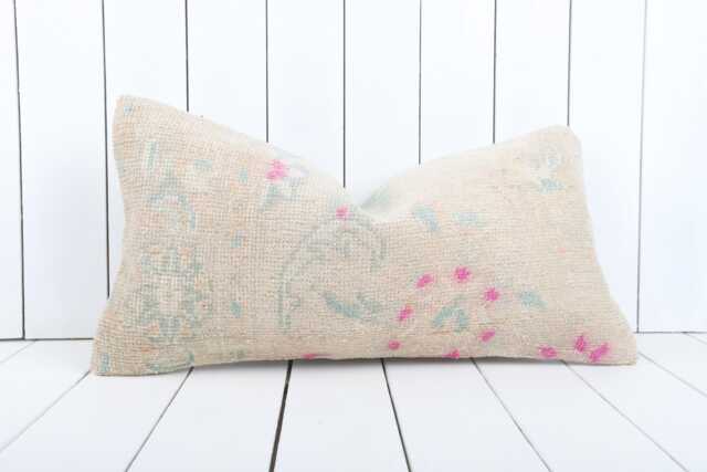 Handwoven Kilim Lumbar Pillow Cover Bohemian Tribal Cushion - 12x24 - image 1