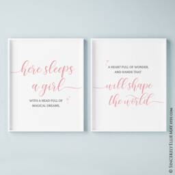 Here Sleeps A Girl Quote - Blush Pink Newborn Baby Quotes Wall Art Printable, Also Great As Young Decor, Or Shower Gift 40254 - thumbnail 3