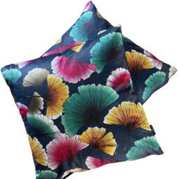 Gingko Leaves Cushion Cover Printed Velvet Fabric Japanese Inspired Colorful 16-24 - thumbnail 2
