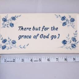Custom Ceramic Door Sign Delft Blue Floral Wall Decor, Faith Gift - thumbnail 2
