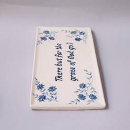 Custom Ceramic Door Sign Delft Blue Floral Wall Decor, Faith Gift - thumbnail 3