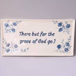 Custom Ceramic Door Sign Delft Blue Floral Wall Decor, Faith Gift - thumbnail 4