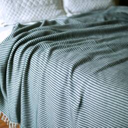 Electra/King Size Pure Lambswool/Black & Grey Woven Wool Blanket Kinchehome - thumbnail 3