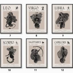 star Sign Poster Set, Boho Decor, Celestial Wall Art, Mystical Print, Gallery Wall, Astrology Posters, Birthday Gift, A1/A2/A3/A4 - thumbnail 2