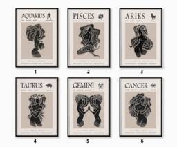 star Sign Poster Set, Boho Decor, Celestial Wall Art, Mystical Print, Gallery Wall, Astrology Posters, Birthday Gift, A1/A2/A3/A4 - thumbnail 1