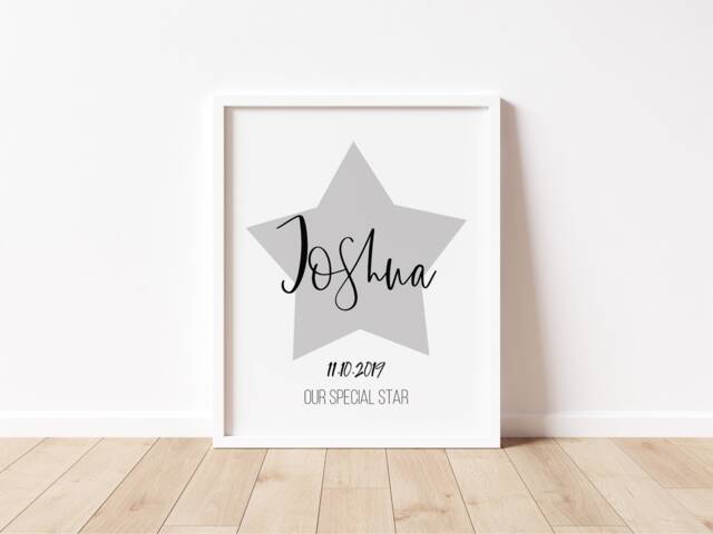 Personalized Star Print - New Baby Gift, Nursery Wall Art - image 1