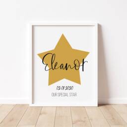 Personalized Star Print - New Baby Gift, Nursery Wall Art - thumbnail 2