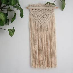 Boho Macrame Wall Hanging Unbleached Cotton, Bedroom Decor - thumbnail 3