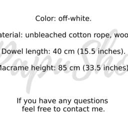 Boho Macrame Wall Hanging Unbleached Cotton, Bedroom Decor - thumbnail 2