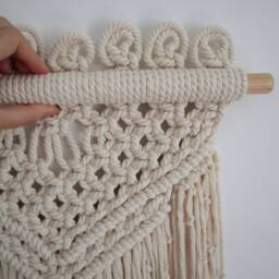 Boho Macrame Wall Hanging Unbleached Cotton, Bedroom Decor - thumbnail 4