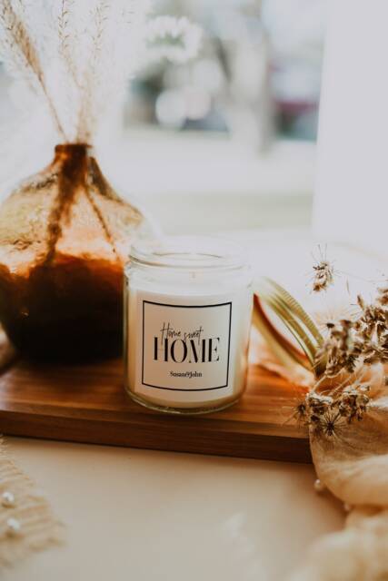 New Home Candle - First Gift For Couples Black & Gold Decor Personalised - image 1