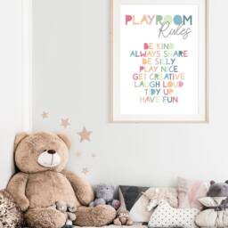 Playroom Rules Print, Wall Art, Girls Nursery Prints, Boys Rainbow Bedroom Print - thumbnail 3