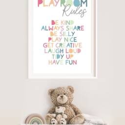 Playroom Rules Print, Wall Art, Girls Nursery Prints, Boys Rainbow Bedroom Print - thumbnail 2