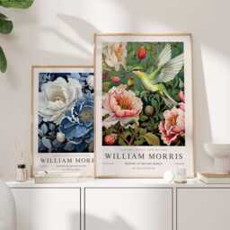 William Morris Print, Art, Exhibition Poster, Birds Morris, Green, Hummingbird Wall Art - thumbnail 3