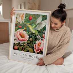 William Morris Print, Art, Exhibition Poster, Birds Morris, Green, Hummingbird Wall Art - thumbnail 2