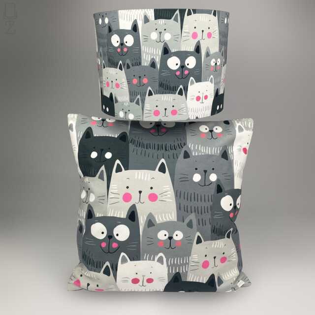 Handmade Grey Cat Lampshade & Cushion Set Velvet Home Decor - image 1