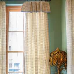 Gingham Cotton Weave Flop Over Curtain Ian Mankin Devon Bluebell Edge, Hand Finished - thumbnail 1