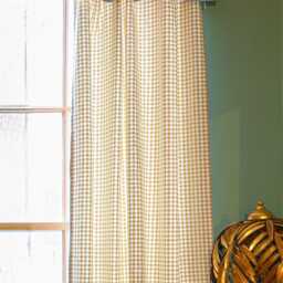 Gingham Cotton Weave Flop Over Curtain Ian Mankin Devon Bluebell Edge, Hand Finished - thumbnail 3