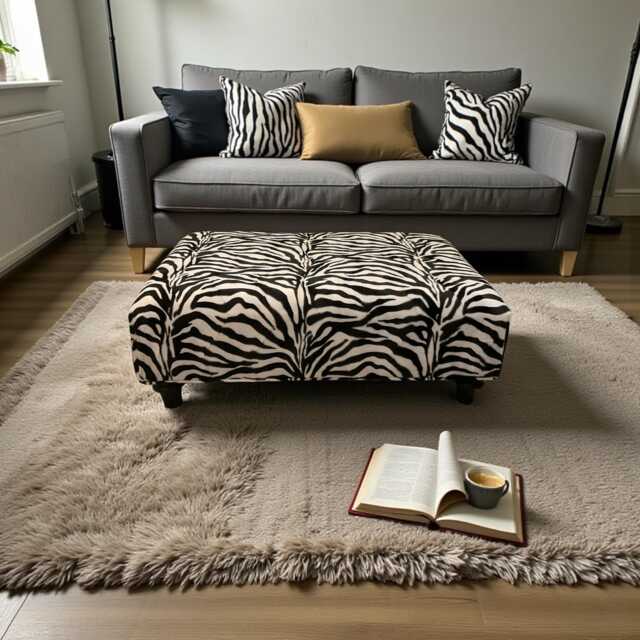 Marty Zebra Animal Print Footstool Coffee Table Bench - image 1
