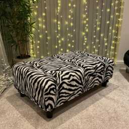 Marty Zebra Animal Print Footstool Coffee Table Bench - thumbnail 2